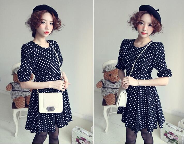 Black Dress Import Polkadot (baju pakaian impor)