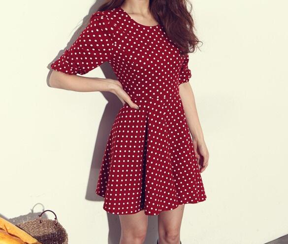 Red Dress Import Polkadot (baju pakaian impor)
