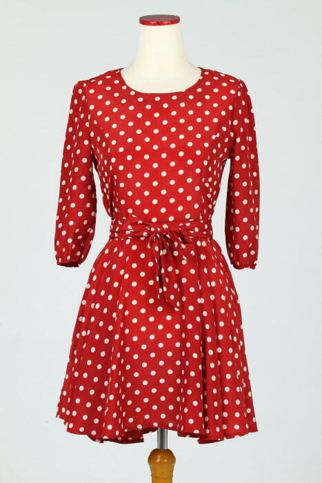Red Dress Import Polkadot (baju pakaian impor)