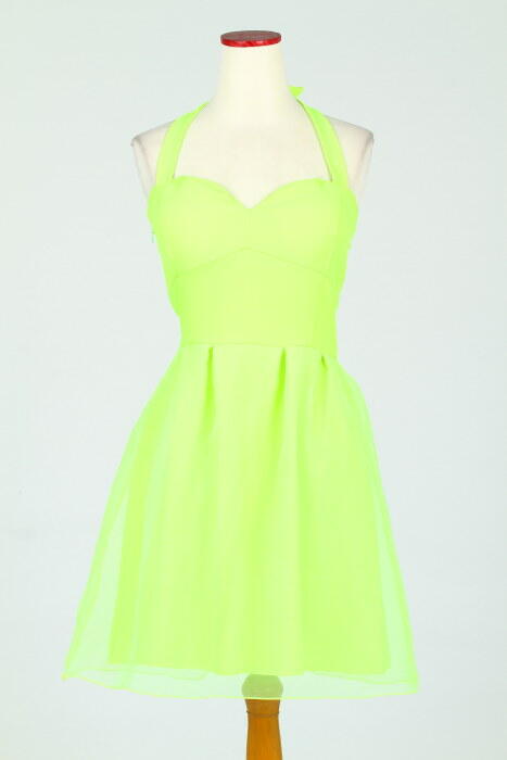 Dress Import Lime Green Cotton Stretch ( baju pakaian impor )