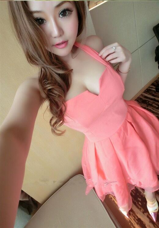 Dress Import Orange Red Cotton Stretch ( baju pakaian impor )