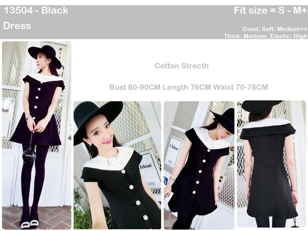 Dress Hitam Import Bahan Cotton Stretch Korea Style Murah