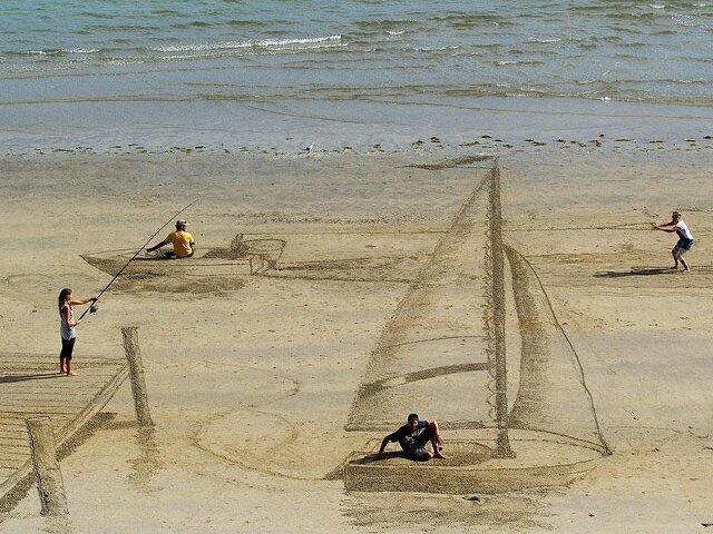 Melukis 3D di Atas Pasir
