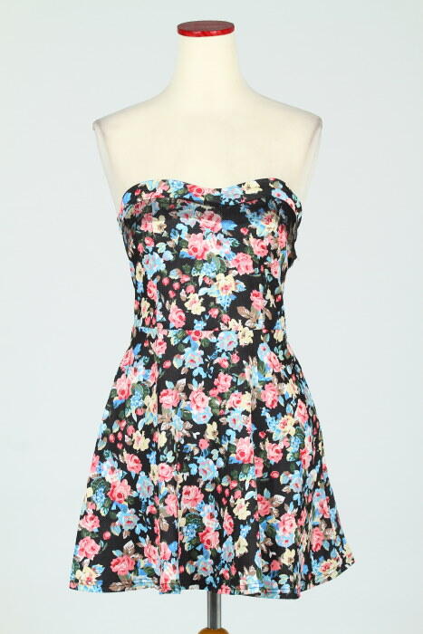 Black Dress Import Motif Flower ( baju pakaian Impor) Rp. 94.000