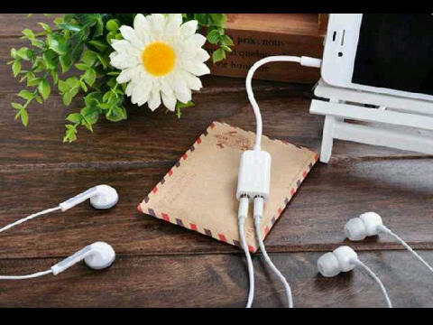 KABEL AUDIO AUX GRIFFIN BELKIN FLAT SPIRAL CONVERTER AUDIO SPLITTER APPLE GRIFIN ORI