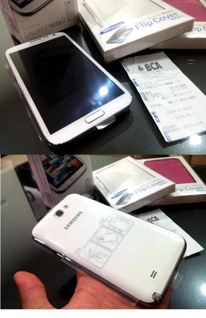 SAMSUNG GALAXY NOTE 2 WHITE 90% LIKE NEW!! RP.4JUTA + BONUS VOUCHER 1JT+FLIP COVER!!!