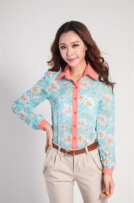 Cute Kemeja Import Bahan Chiffon ( baju pakaian impor )