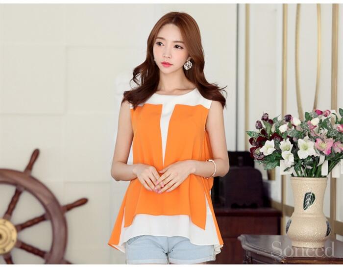 Blouse Import Orange Chiffon (baju pakaian blus impor )