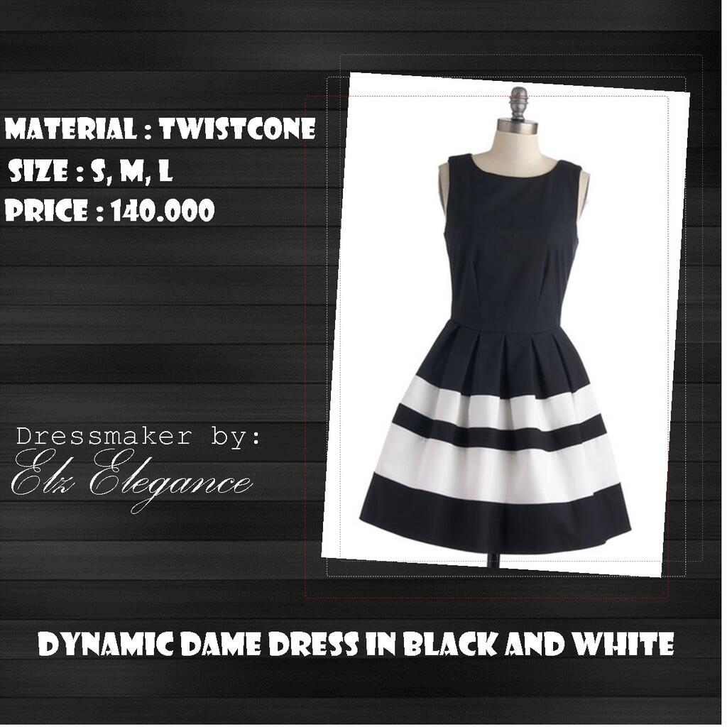 Dynamic Dame Dress In Black ad White