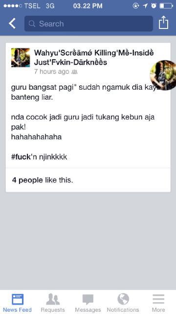 ABG alay menghina Guru nya via status FB (MIRIS)