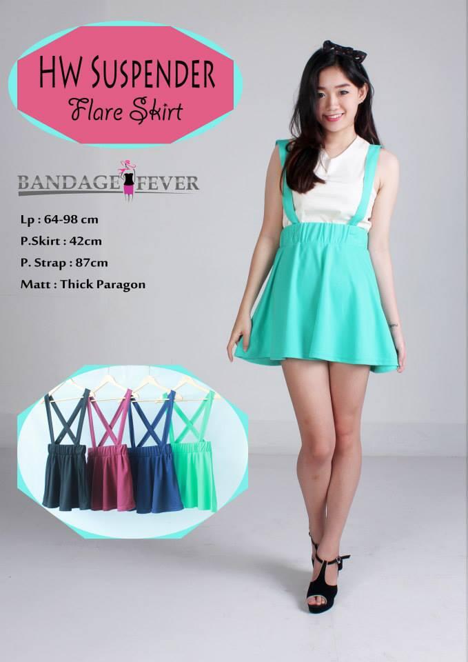 High Waist Suspender Flare Skirt Tosca