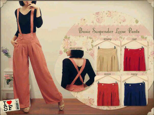 Basic Suspender Loose Pants