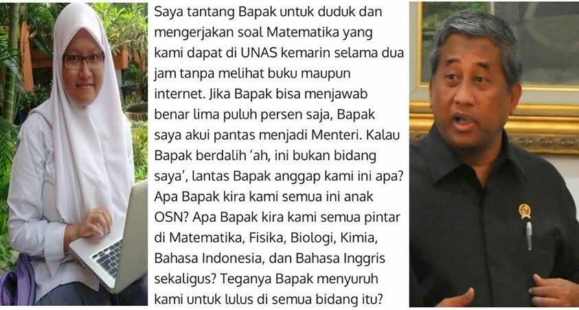 Surat Tantangan Buat MenDikBud Supaya Bapak Tahu Bagaimana Beratny Siswa SMU