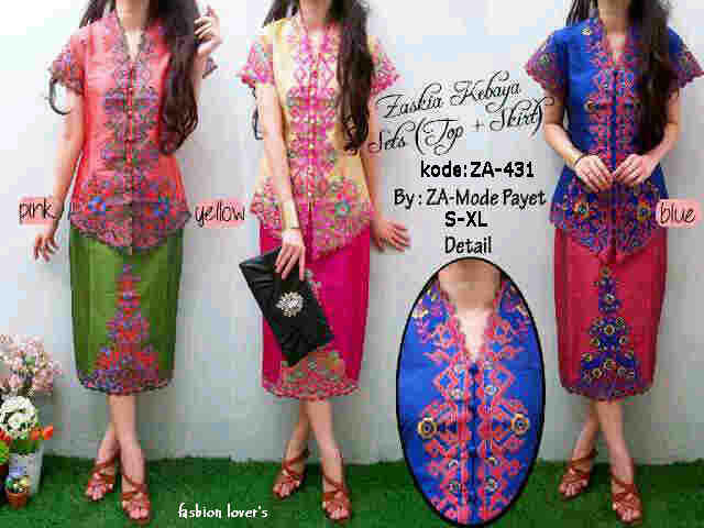 SETELAN KEBAYA PENDEK TABRAK WARNA