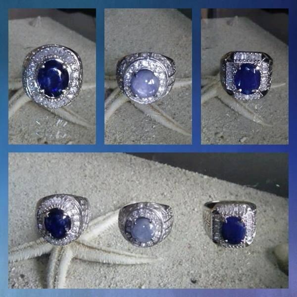 WTS Cincin Permata Blue Sapphire Ring Titanium