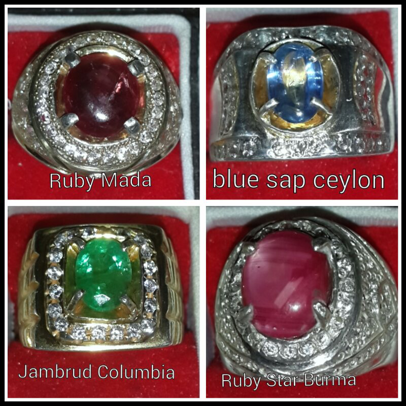 JUAL cincin mewah harga murah--jambrud columbia Blue Ceylon dll Ring perak--