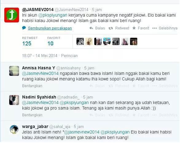 tim jasmev2014 ngetwitter berunsur kebencian dan sara
