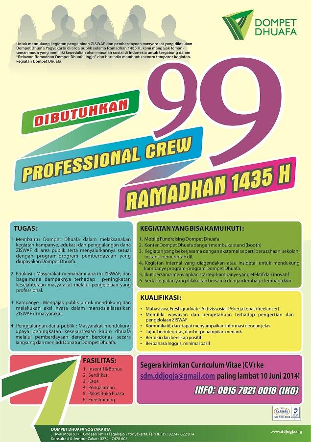 99 Profesional Crew Ramadhan 1435 H Dompet Dhuafa Yogyakarta