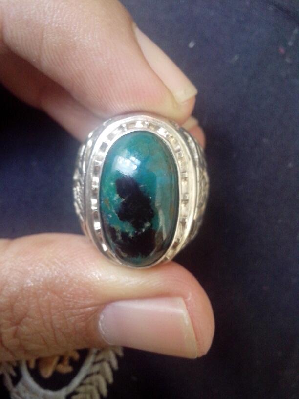 Jual Cincin Batu Bacan Unique + Ring Perak KotaGede Pesenan Tebal