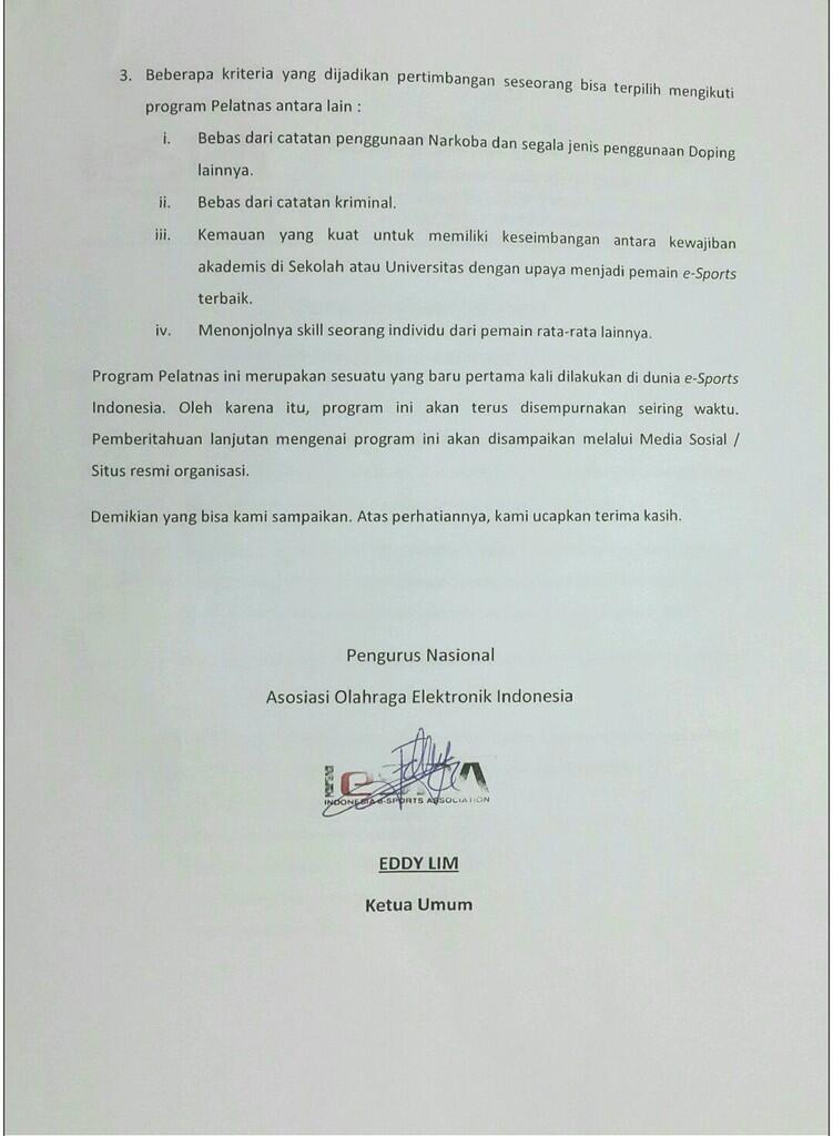 &#91;Akhirnya !&#93; Program Pelatihan Nasional e-Sports Indonesia Mulai Dibuka !