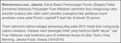 TERBUKTI, Puan Maharani Kandidat Terkuat Pasangan Jokowi