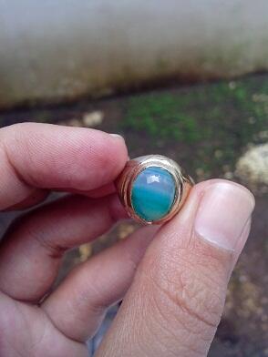 Dijual Batu Chrysoprase + Cincin Kuningan Chrom Emas