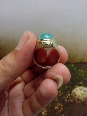 Dijual Batu Chrysoprase + Cincin Kuningan Chrom Emas