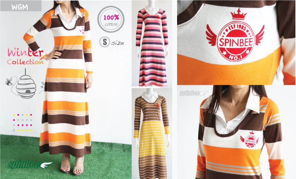 Spinbee Kaos Oblong Salur Garmis Muslim Lebaran Kemeja T-Shirt Blus Style Korea
