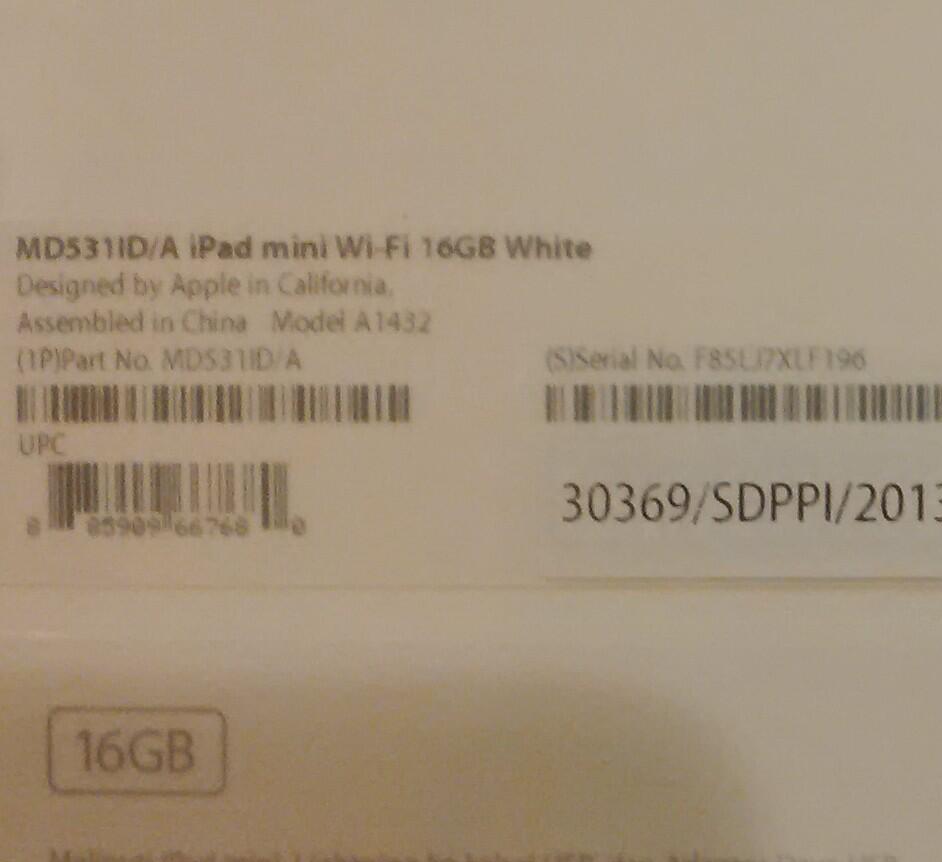 BNIB Apple Ipad Mini Wifi 16 GB - White