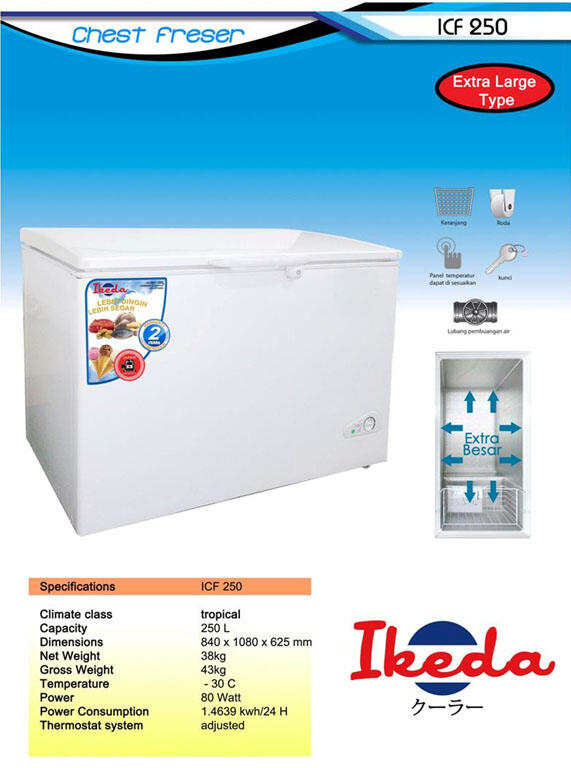 Jual showcase & Chest freezer merk IKEDA