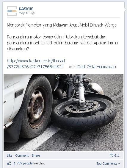 Menabrak Pemotor Yang Melawan Arus, Mobil Dirusak Warga 