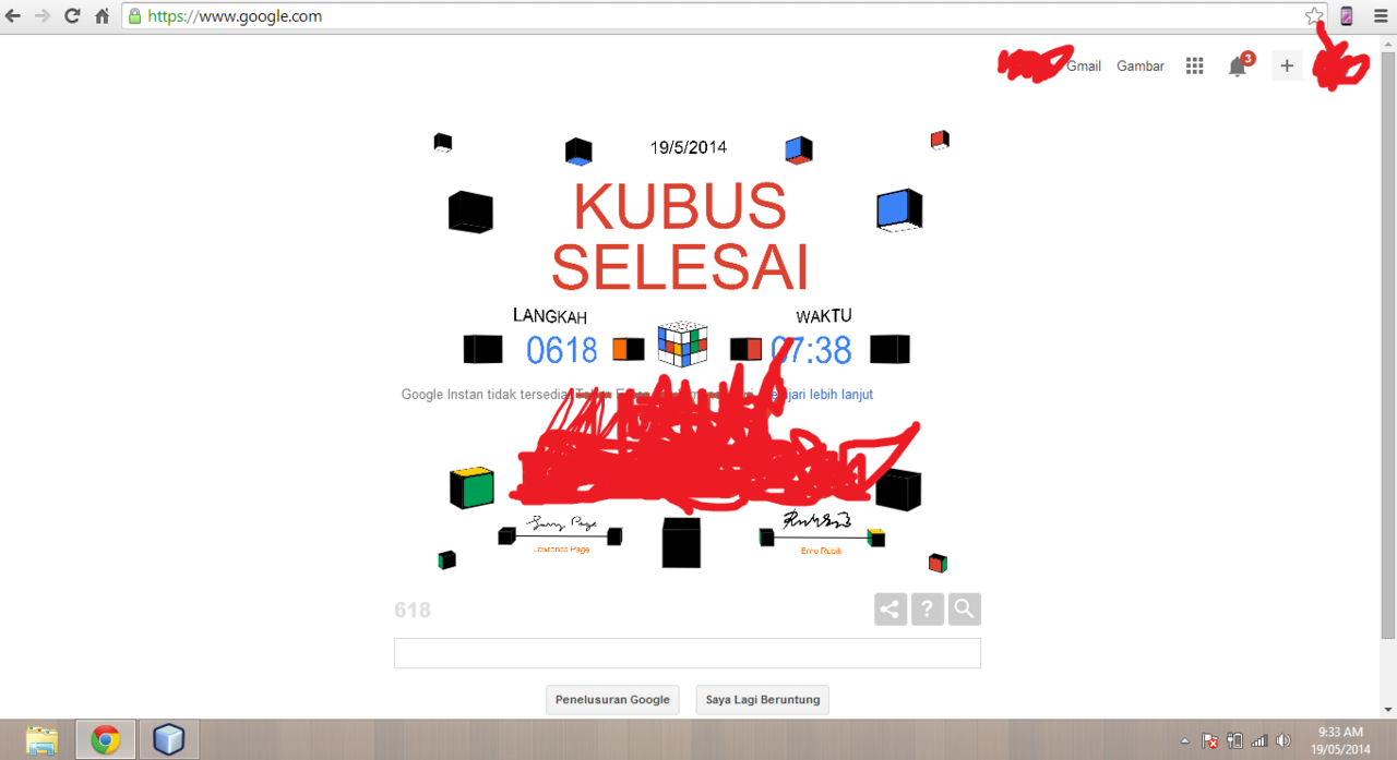 ada yang udah nyelesain rubik google?
