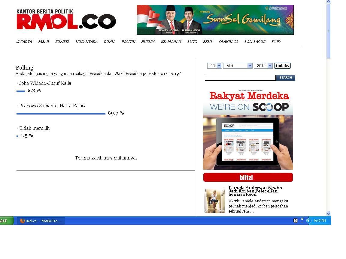 Hot News : Survei POLLING MEDIA: Prabowo-Hatta 68,2%, Jokowi-JK 29,3% !!!!