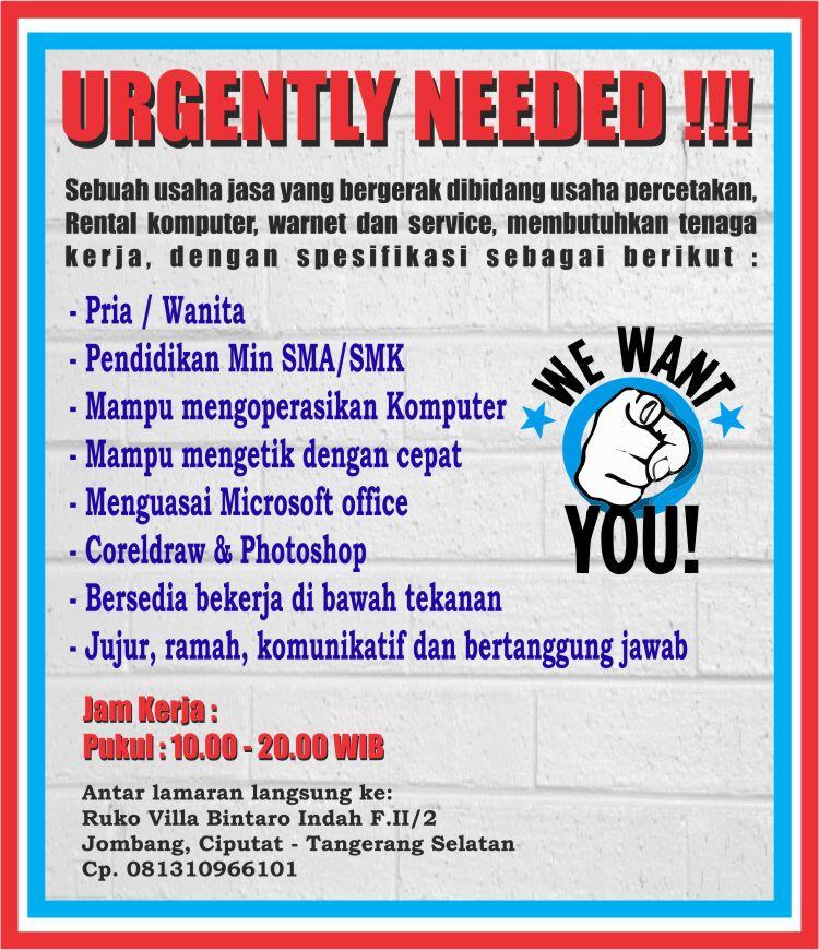 lowongan kerja (tangsel)