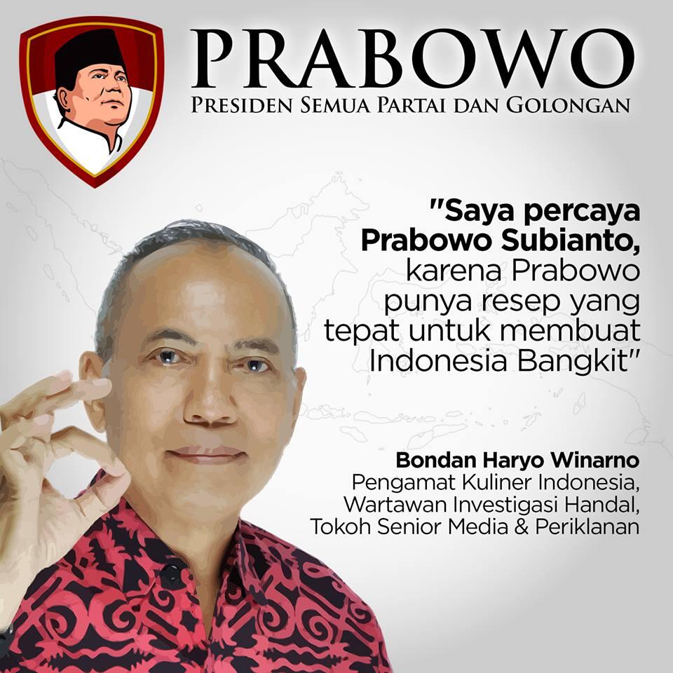 Bondan Winarno: Menjawab Fitnah dan Tudingan Miring Terhadap Prabowo Subianto