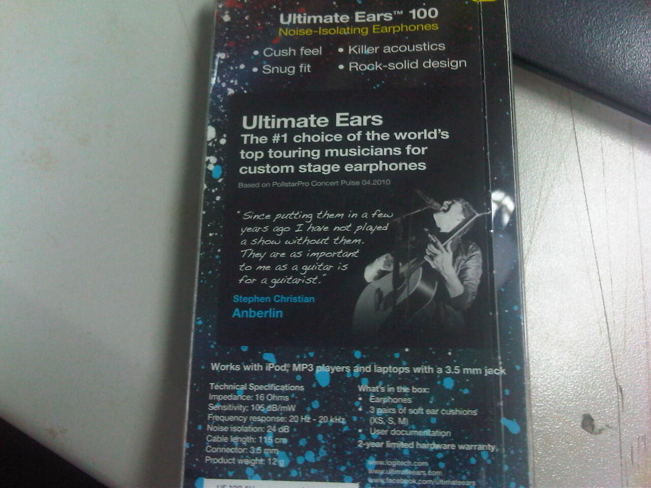 Logitech Ultimate Ears UE 100 Noise-Isolating Earphones