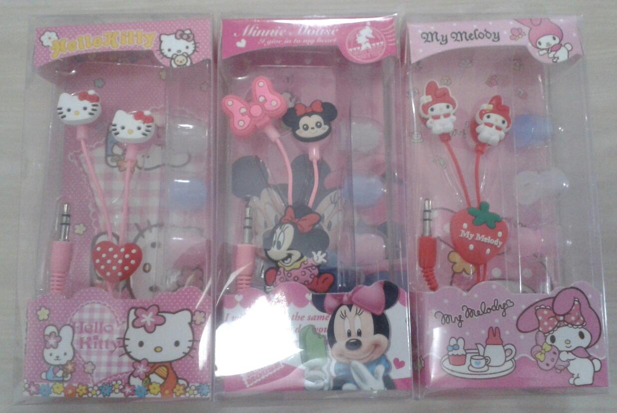 earphone headset lucu murah kellokity minimouse doraemon winny the pooh strawberry