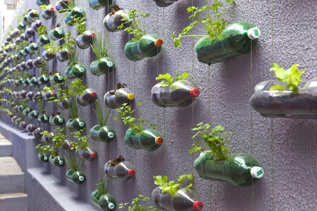 Desain Samping Rumah Agan/Wati Pake Tanaman Dari Botol Bekas Kayak Gini #GoGreen