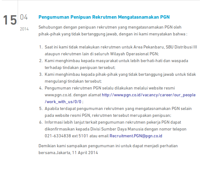 Penipuan mengatas namakan PGN Energy