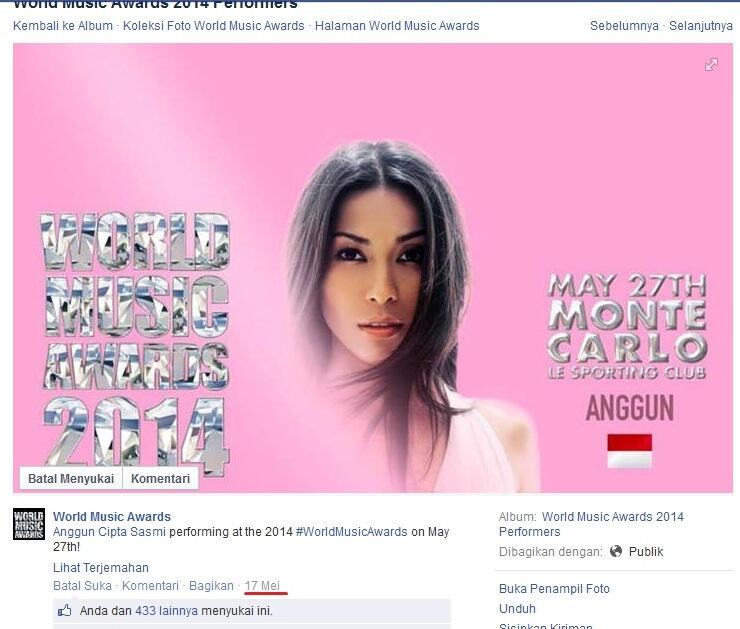 HOAX!!! Anggun Gantikan Agnez Mo di World Music Awards (WMA) 2014