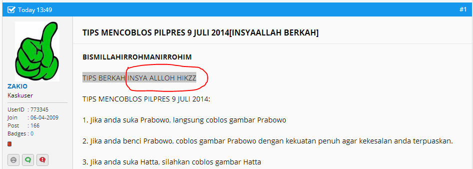TIPS MENCOBLOS PILPRES 9 JULI 2014