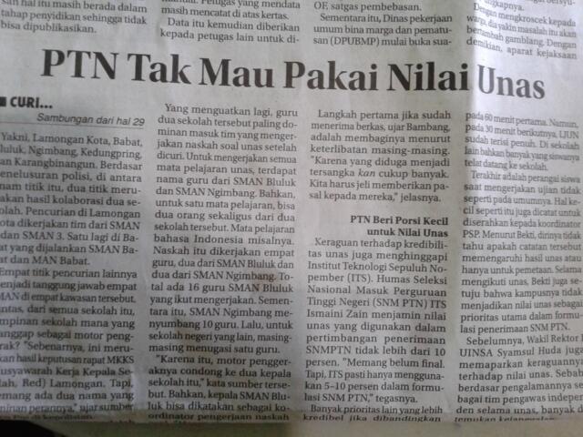PTN Tak Mau Akui Nilai Unas