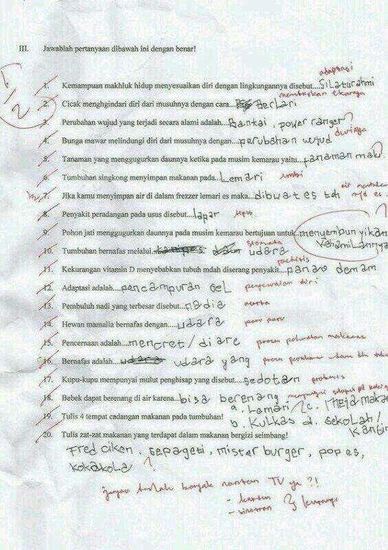 &#91;NGAKAK ONLY&#93; INILAH KERTAS JAWABAN ANAK BERPRETASI DI INDONESIA