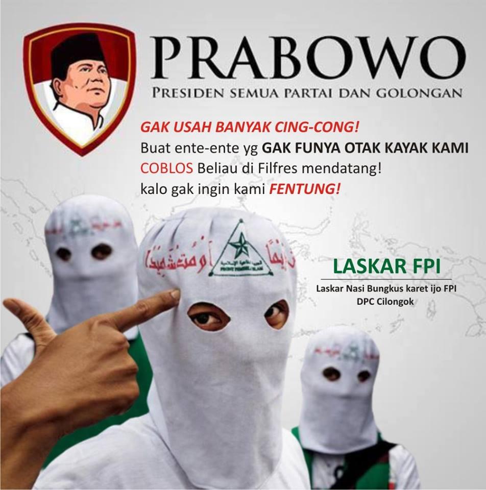 FPI Tuding Jokowi Kafir, Siap Dukung Prabowo