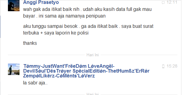 Surat Terbuka untuk Buyer id : harcdore a.k.a Tommy