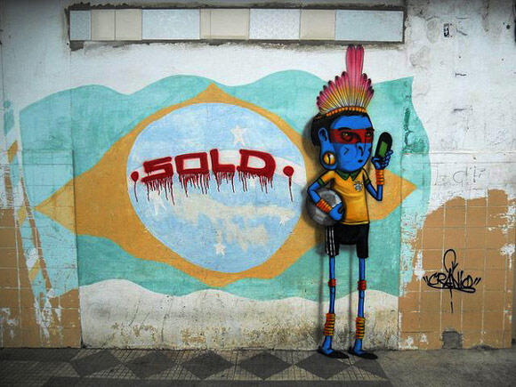Mural/Graffiti Anti-World Cup 2014 di Brazil