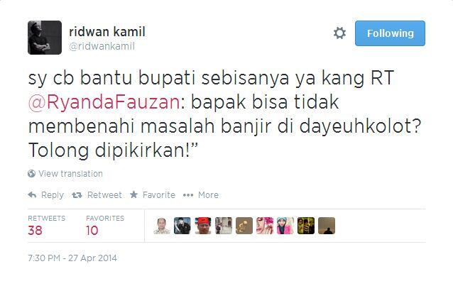 Tweet Complain ke Kang Emil (Walkot Bandung) yg Salah Sasaran