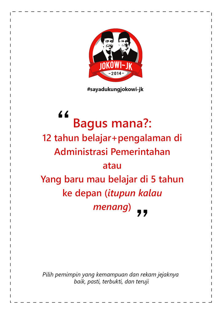 Jokowi-JK: Pendukungnya Masuk Yok!, Kita Sharing Ide dan Pendapat