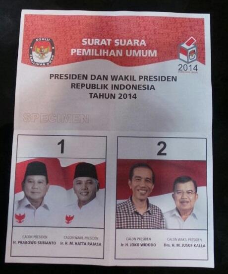 Surat Suara Pilpres: Prabowo Kenakan 'Garuda Merah', Jokowi Kotak-kotak