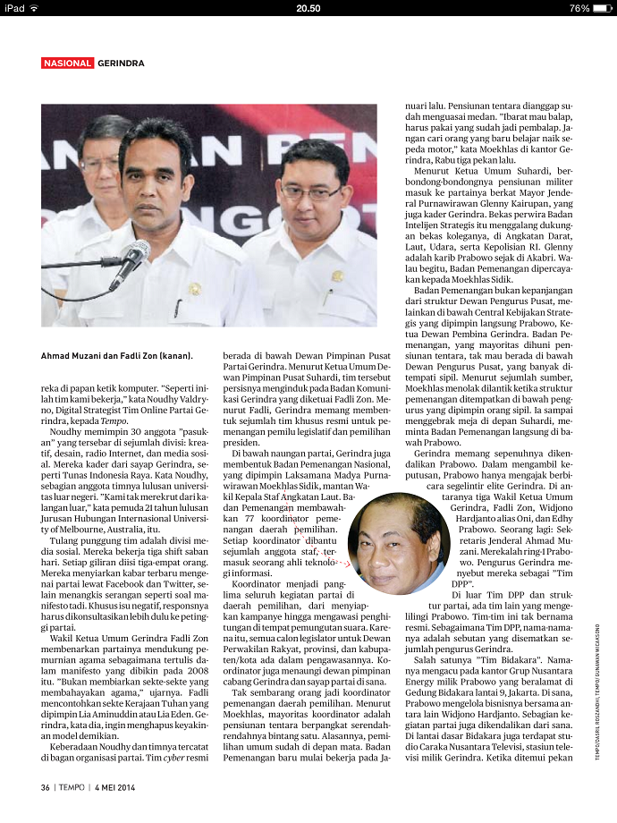 Misteri Tempo edisi 4 Mei 2014 artikel berjudul &quot;Pasukan Rahasia Prabowo Subianto&quot;